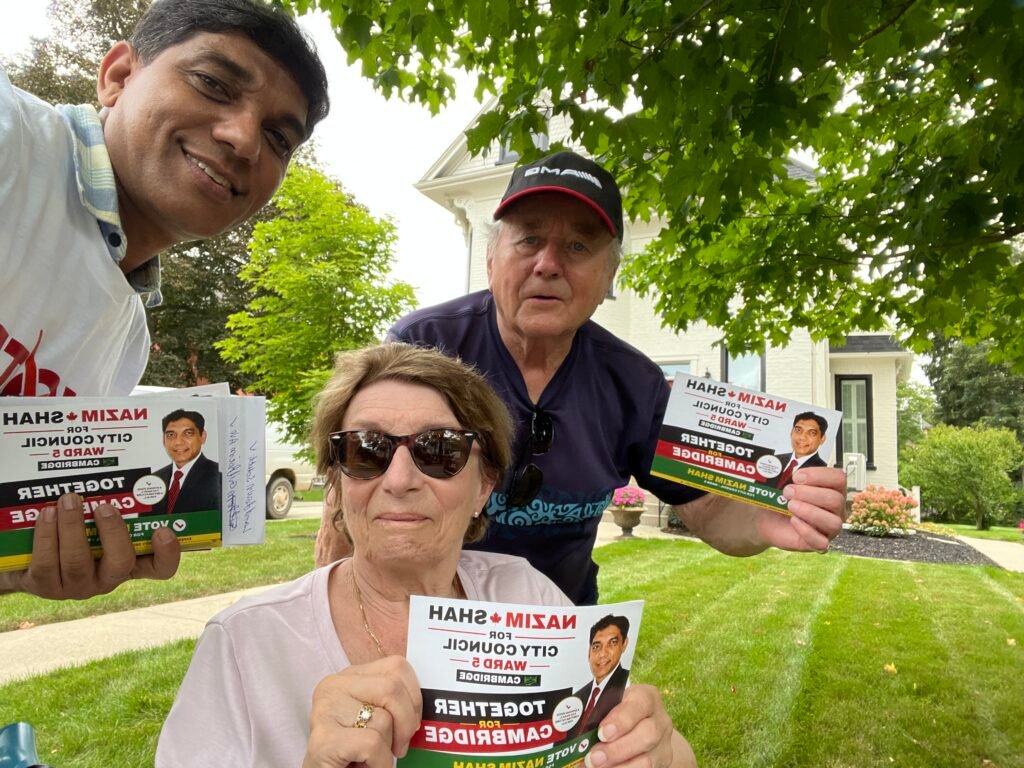 Nazim Shah with neighbours in Cambridge Ward 5