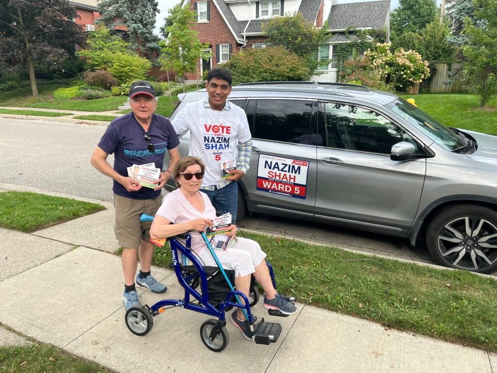 Nazim Shah with neighbours in Cambridge Ward 5