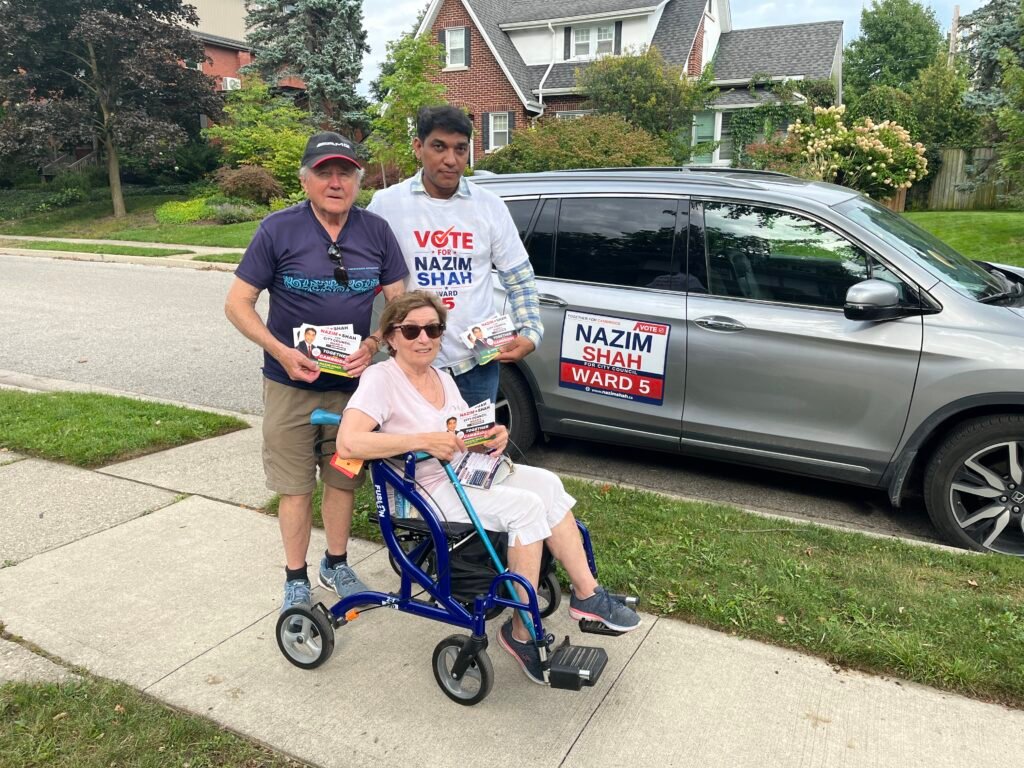 Nazim Shah with neighbours in Cambridge Ward 5